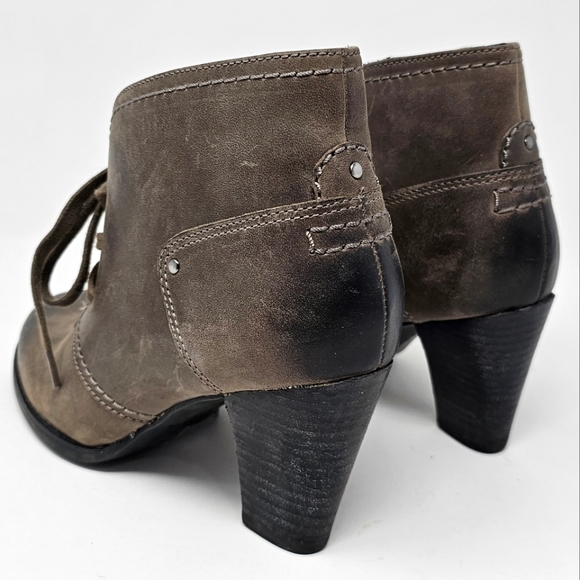 Clarks Artisan Gray Taupe Leather Alpine Lace Up Ankle Booties Womens Size 5.5 - Picture 7 of 11
